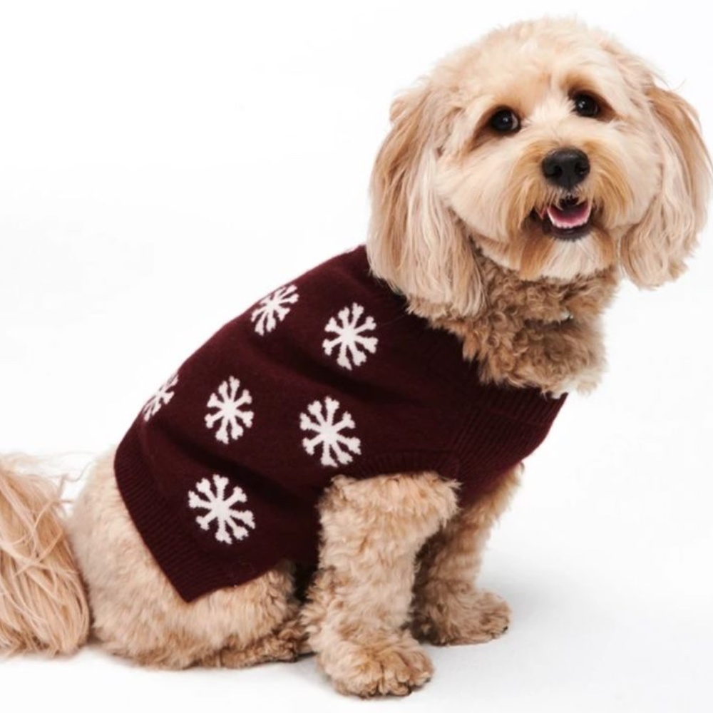 NAADAM 100% Cashmere Reversible Snowflake Dog Sweater - Large